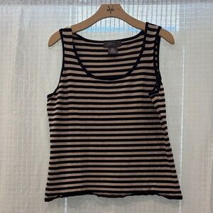 George by ME Women's Black and Cream Striped Tank Top
